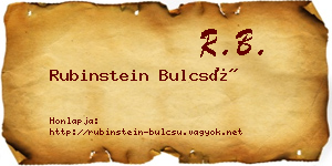 Rubinstein Bulcsú névjegykártya